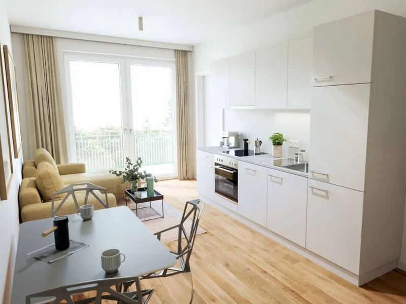 Toll geschnittene 1,5-Zimmer-Wohnung mit BALKON im Neubauquartier 'Ferdinand's Garden' — photo 1
